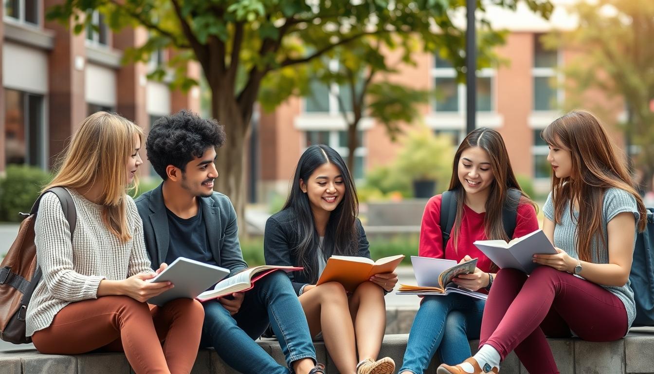 Students collaborating in study space